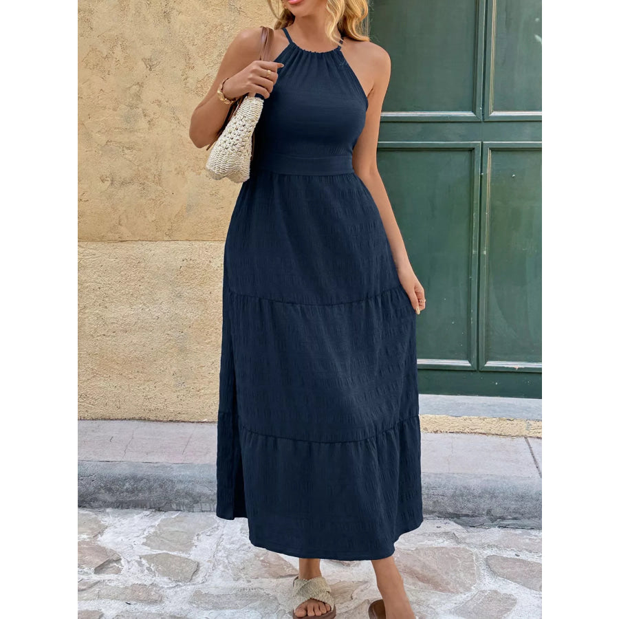 Tie Back Tiered Midi Dress Apparel and Accessories