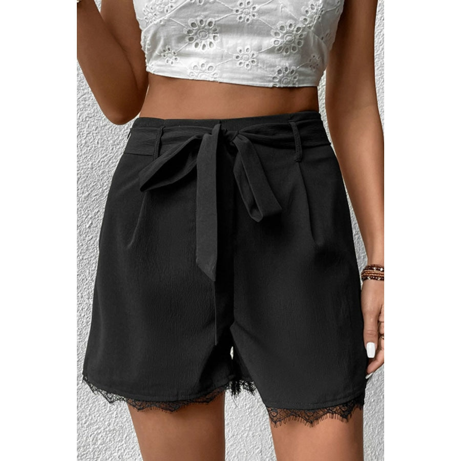 Lace Trim Shorts - Black