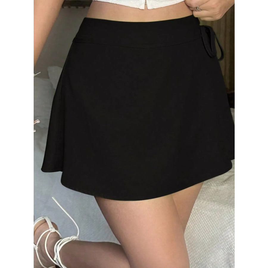 Tie Detail Mini Skort Black / XS Apparel and Accessories