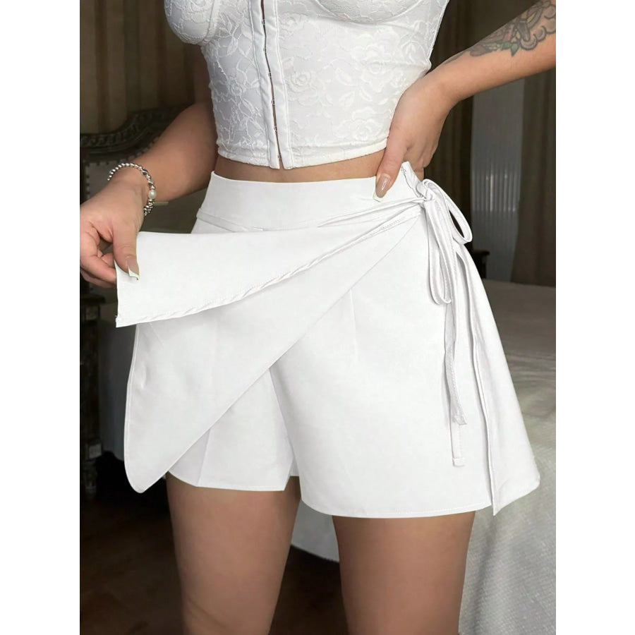 Tie Detail Mini Skort White / S Apparel and Accessories