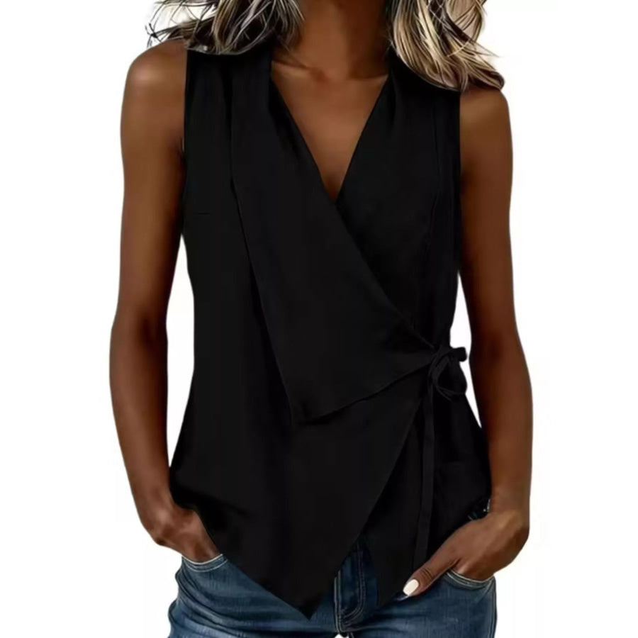 Tie Detail Sleeveless Top Black / S Apparel and Accessories