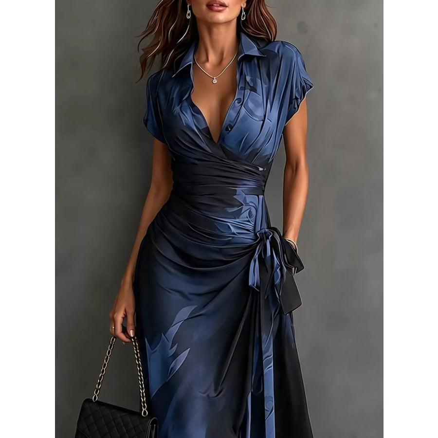Tie Detail Surplice Dress Apparel and Accessories