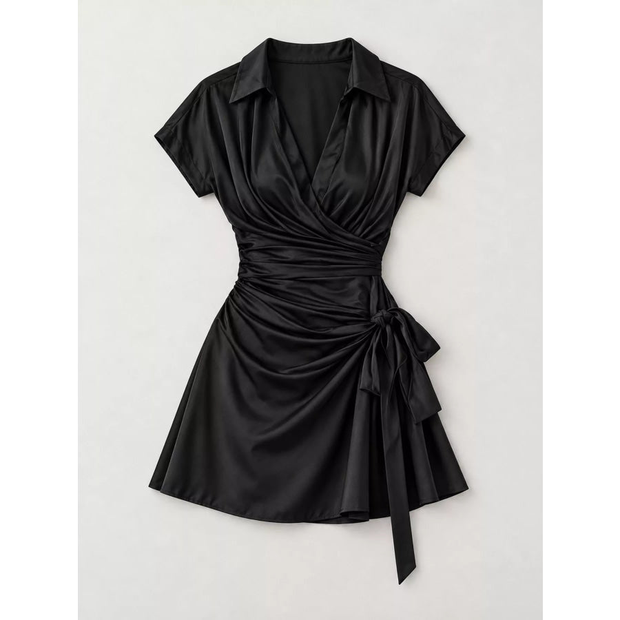 Tie Detail Surplice Dress Apparel and Accessories