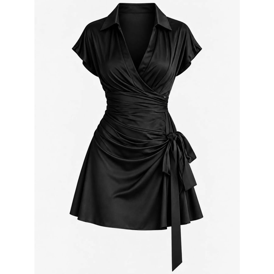 Tie Detail Surplice Dress Apparel and Accessories
