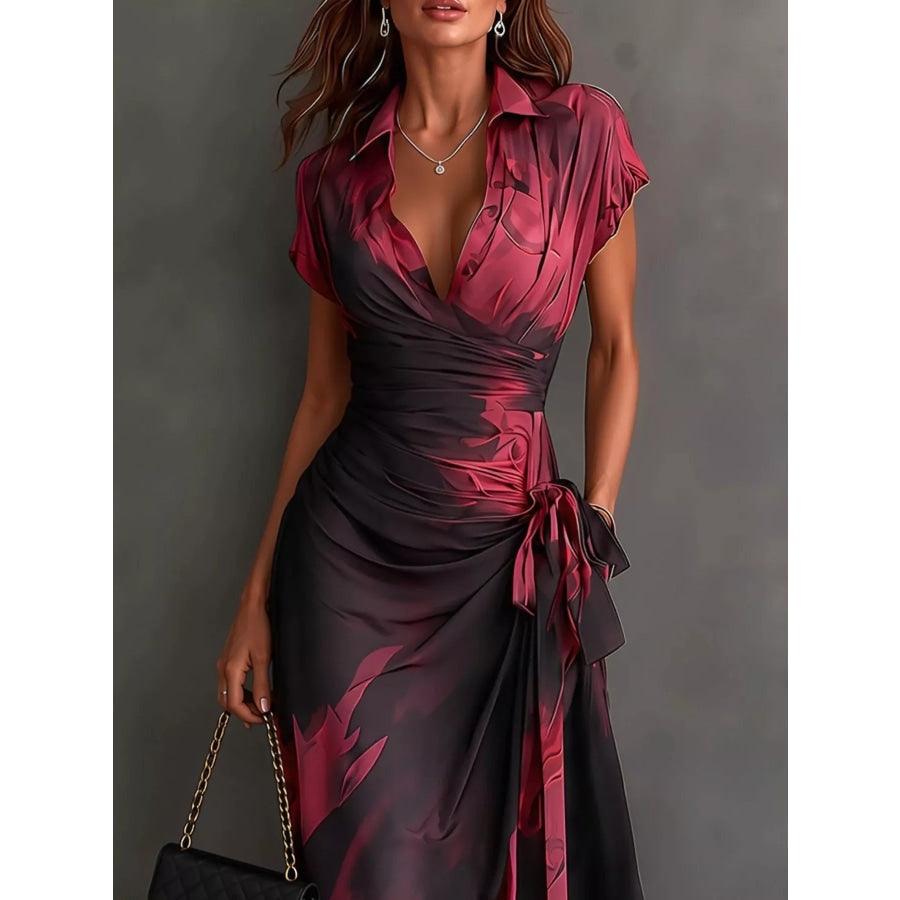 Tie Detail Surplice Dress Apparel and Accessories