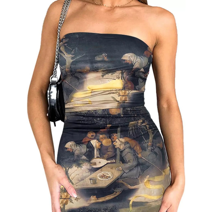 Tie-dye Bodycon Mini Dress Apparel and Accessories
