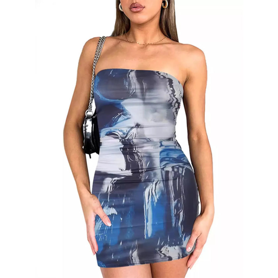 Tie-dye Bodycon Mini Dress Dark Blue / S Apparel and Accessories