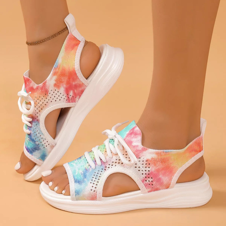 Tie-Dye Breathable Mesh Sandals White / 36 Apparel and Accessories