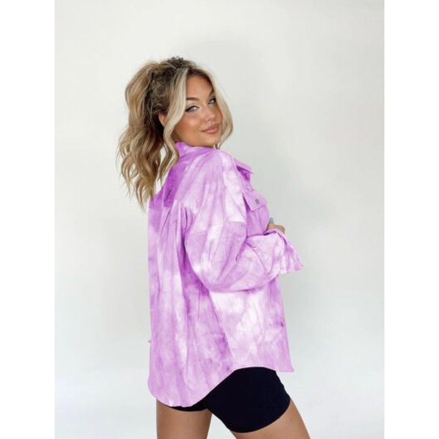 Tie-Dye Button Up Long Sleeve Shirt Clothing