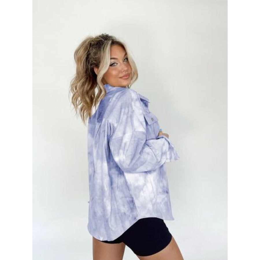 Tie-Dye Button Up Long Sleeve Shirt Clothing