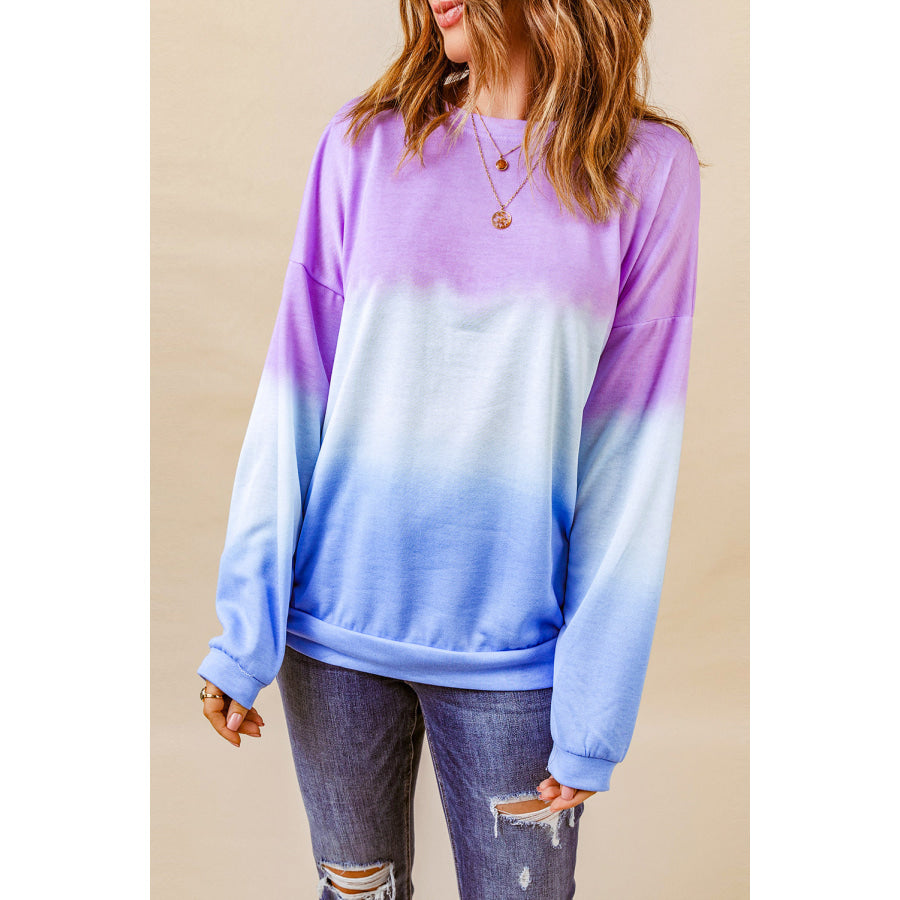 Tie-Dye Drop Shoulder Round Neck Sweatshirt Multicolor / S