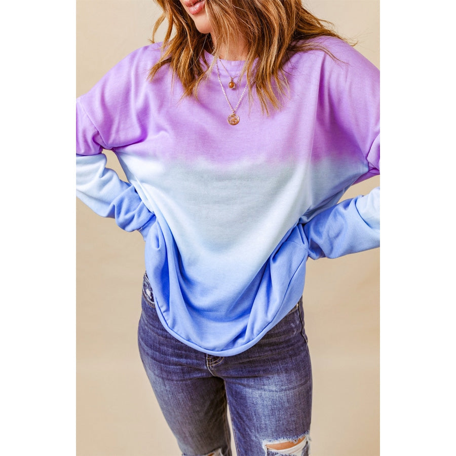 Tie-Dye Drop Shoulder Round Neck Sweatshirt