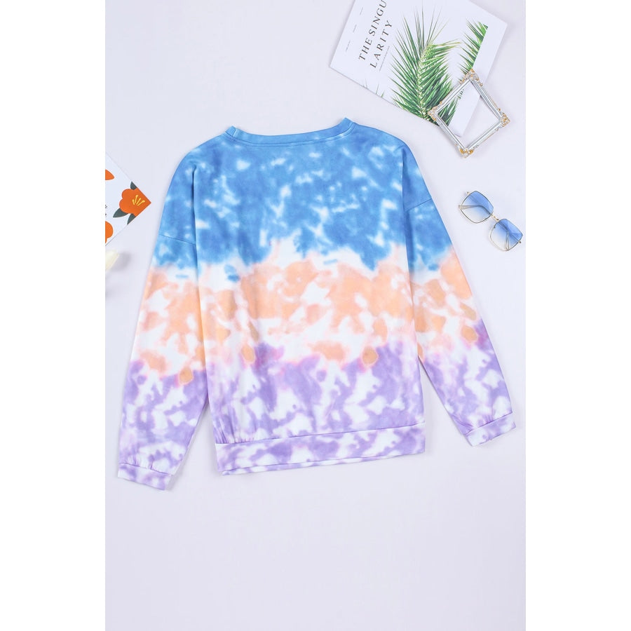 Tie-Dye Drop Shoulder Round Neck Sweatshirt