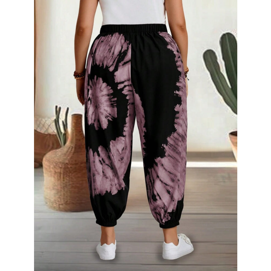 Tie-Dye Elastic Waist Pants Dusty Pink / S Apparel and Accessories