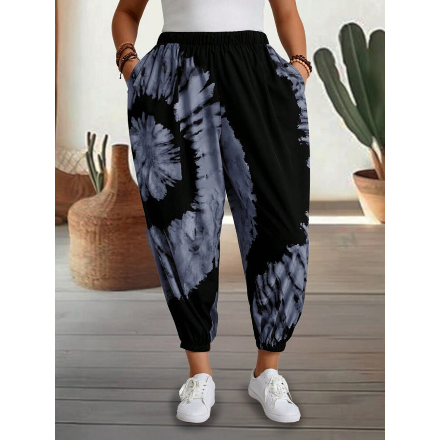 Tie-Dye Elastic Waist Pants Light Blue / S Apparel and Accessories