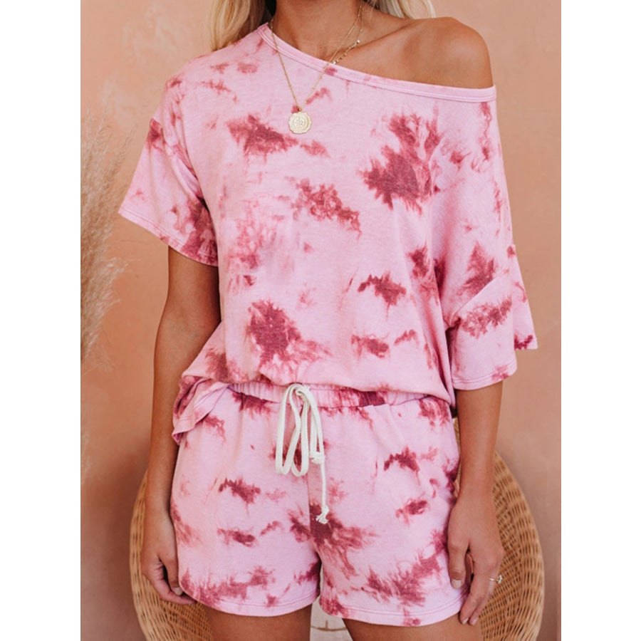 Tie-Dye Half Sleeve Top and Shorts Set Dusty Pink / S Apparel and Accessories