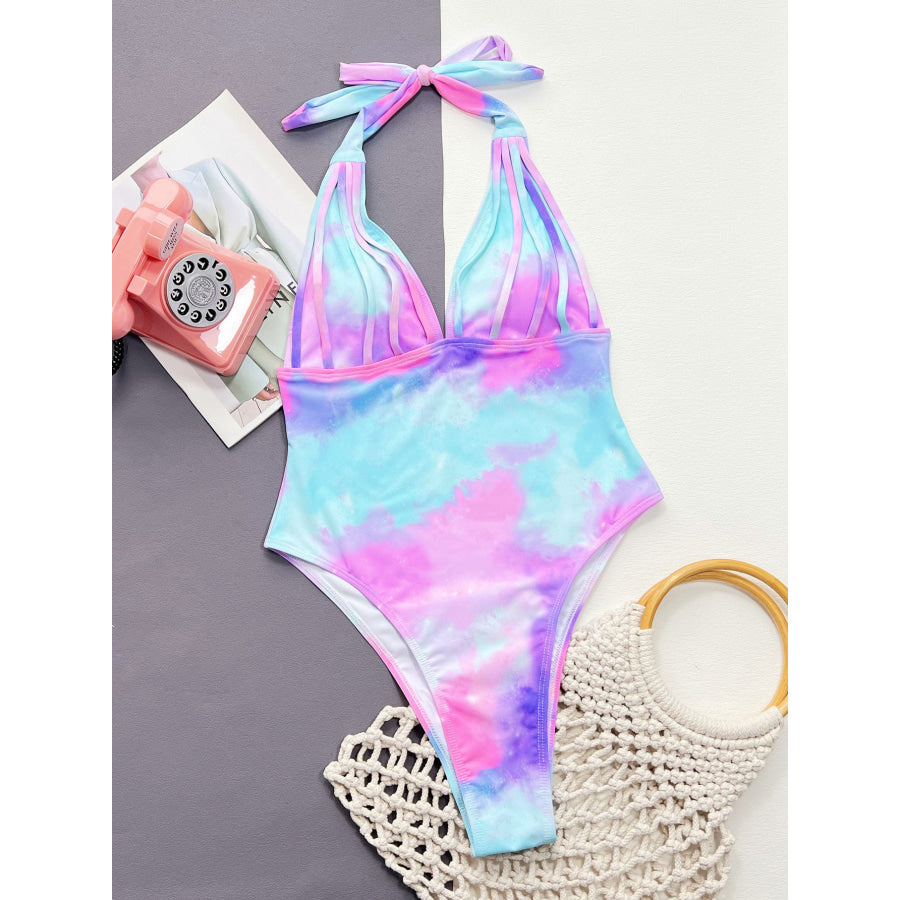 Tie-Dye Halter Neck One-Piece Swimsuit Apparel and Accessories