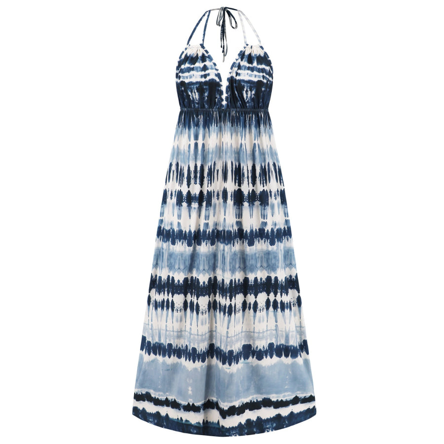 Tie - Dye Halter Neck Sleeveless Dress Apparel and Accessories