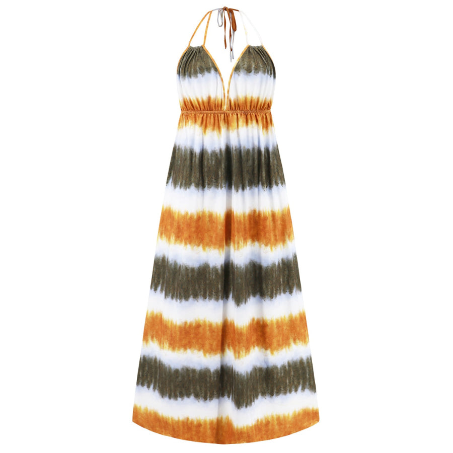 Tie - Dye Halter Neck Sleeveless Dress Apparel and Accessories