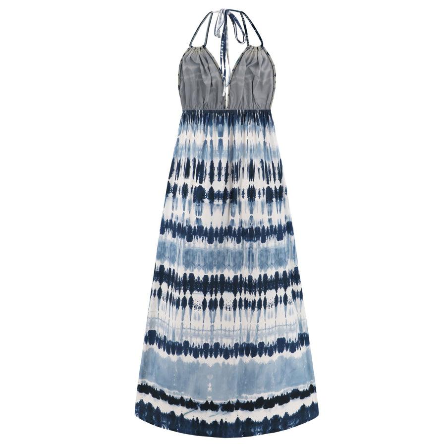 Tie - Dye Halter Neck Sleeveless Dress Apparel and Accessories