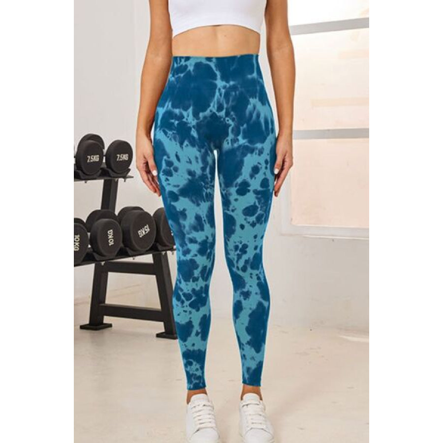 Tie - Dye High Waist Active Leggings Air Force Blue / S Apparel and Accessories