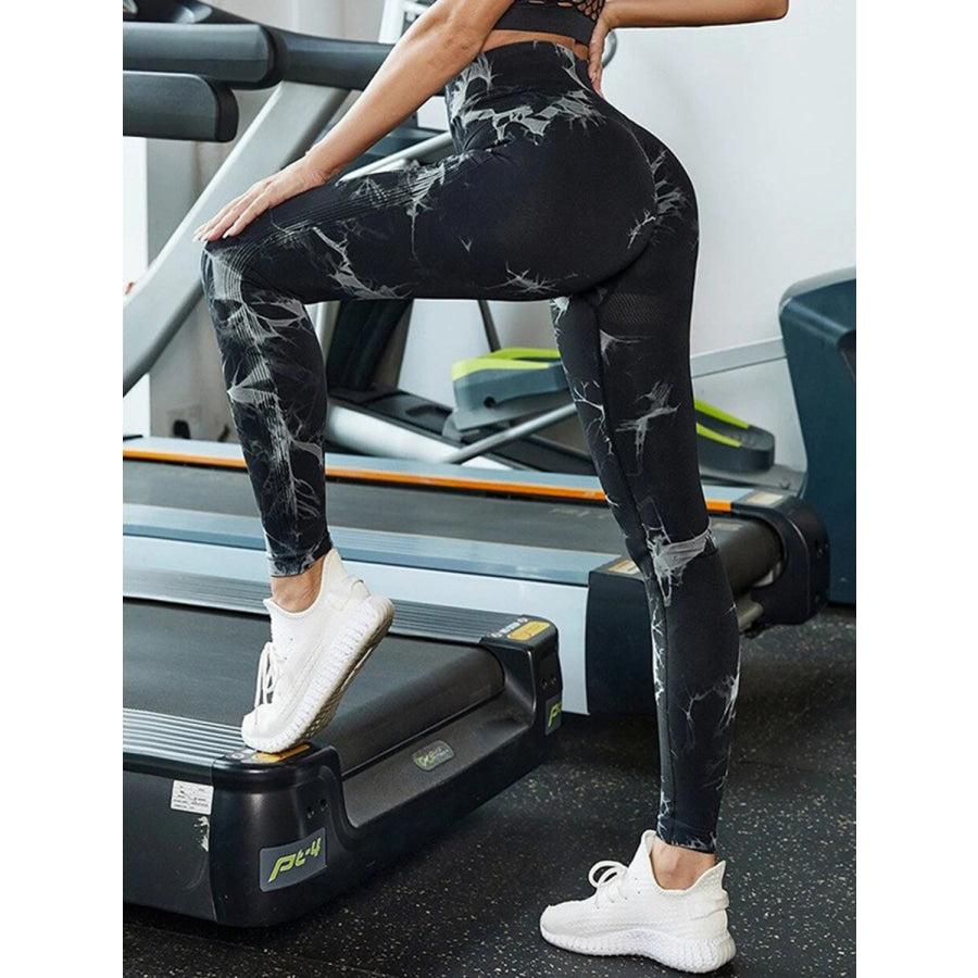 Tie-Dye High Waist Active Leggings Black / S Apparel and Accessories