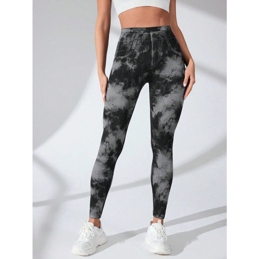 Tie-Dye High Waist Active Leggings Black / S Apparel and Accessories