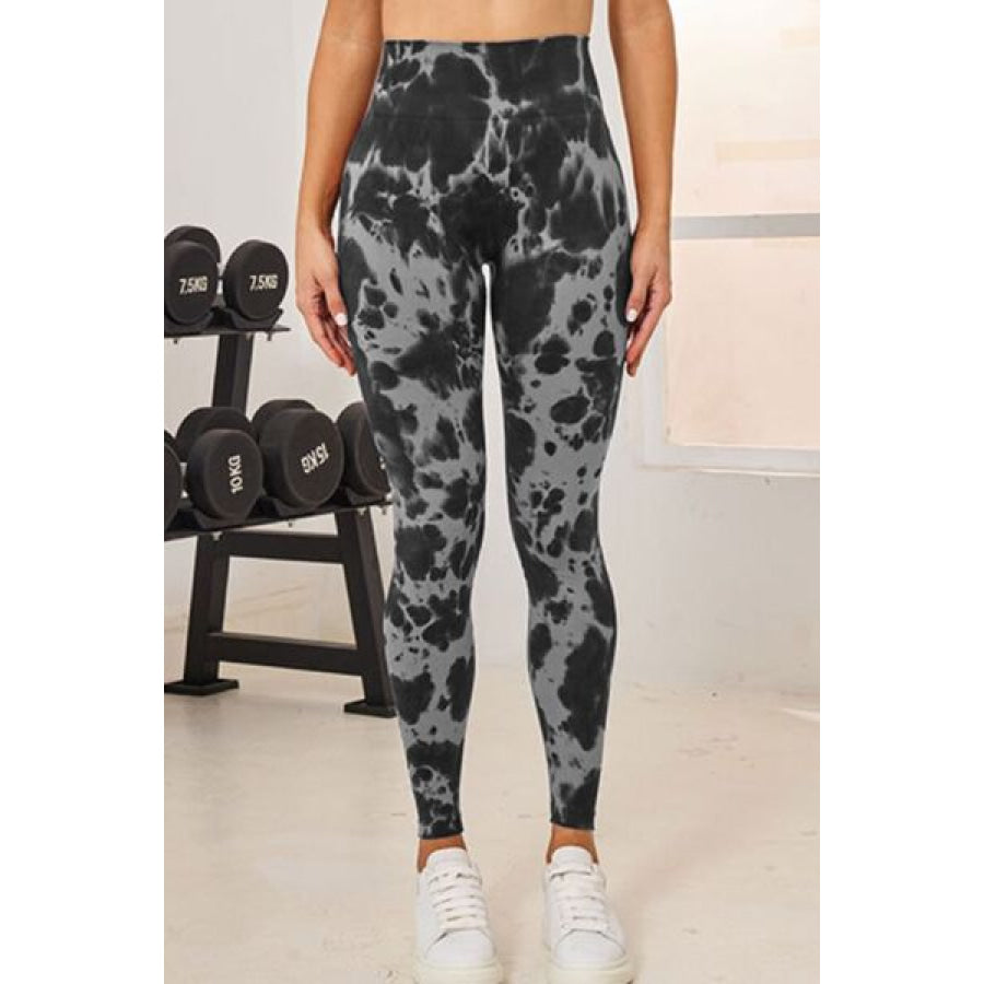 Tie - Dye High Waist Active Leggings Black / S Apparel and Accessories