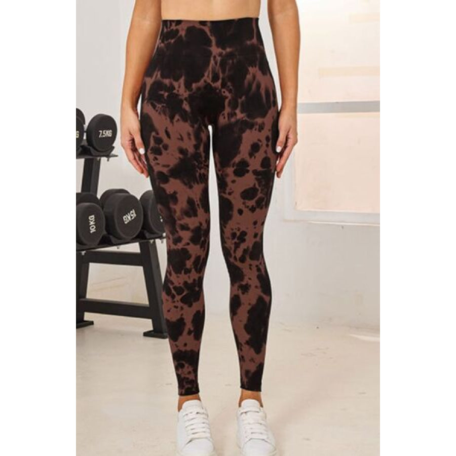 Tie - Dye High Waist Active Leggings Chestnut / S Apparel and Accessories