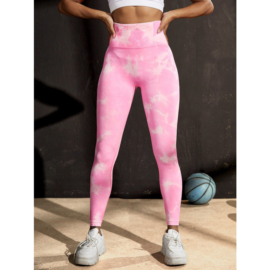 Tie-Dye High Waist Active Leggings Pink / S Apparel and Accessories