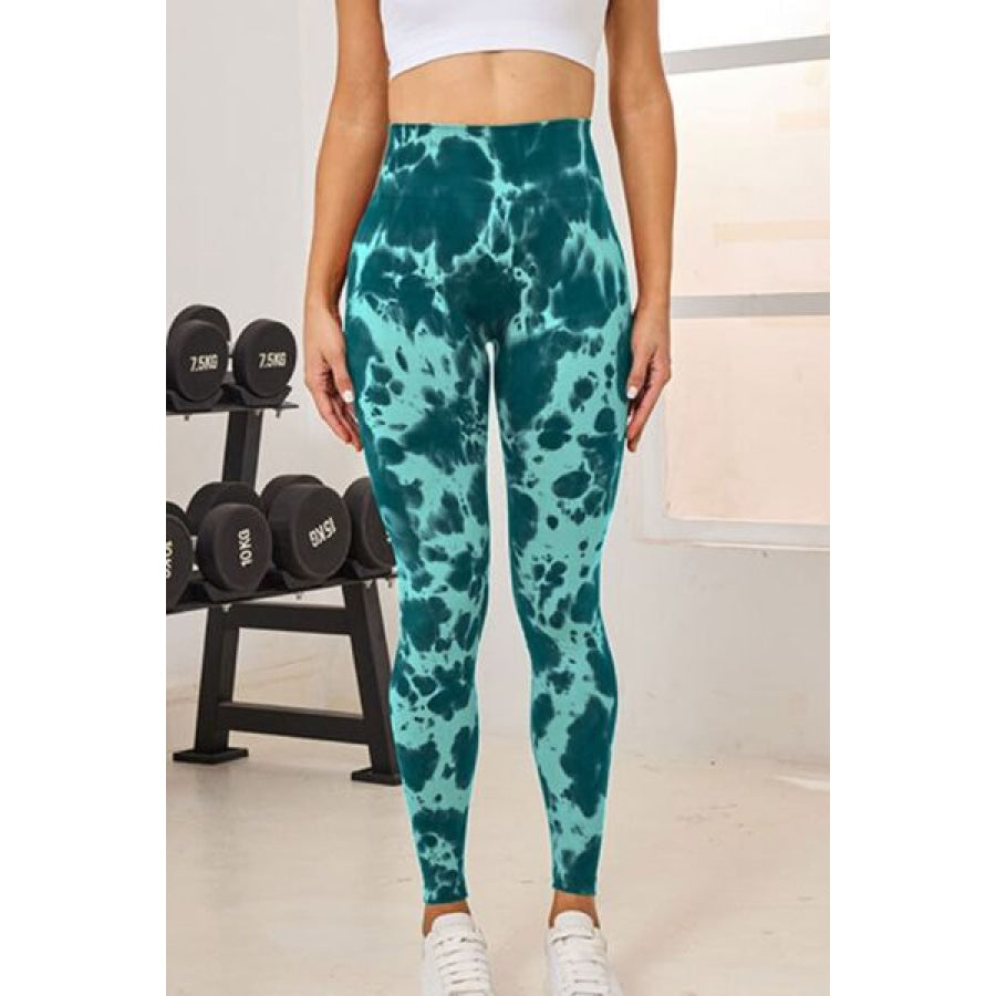 Tie - Dye High Waist Active Leggings Teal / S Apparel and Accessories