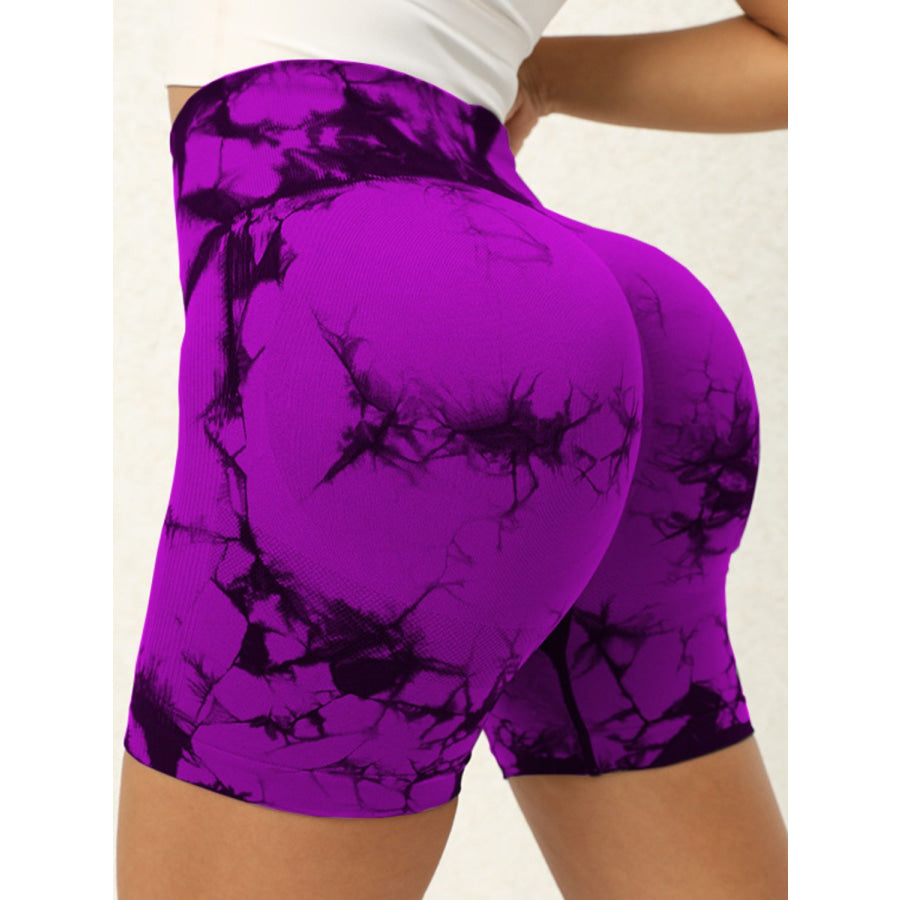 Tie-Dye High Waist Active Shorts Apparel and Accessories