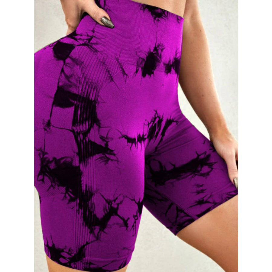 Tie-Dye High Waist Active Shorts Apparel and Accessories