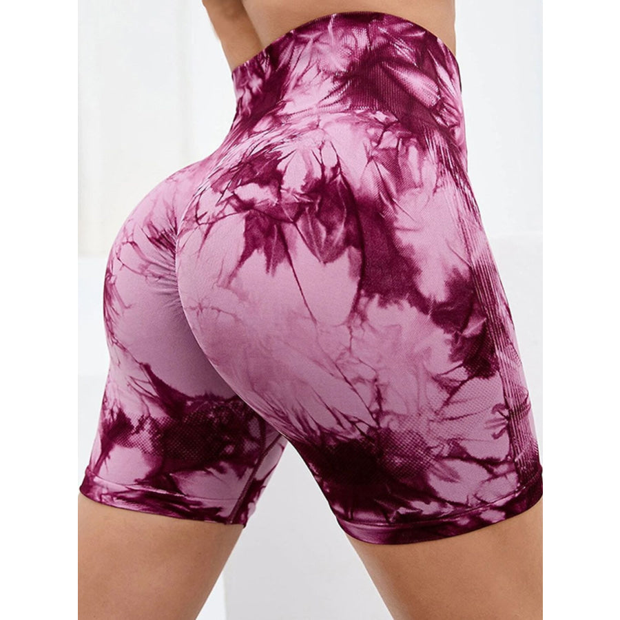 Tie-Dye High Waist Active Shorts Moonlit Mauve / S Apparel and Accessories