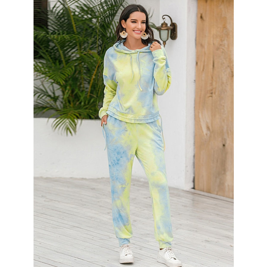 Tie-Dye Hoodie and Pants Set Light Green / S