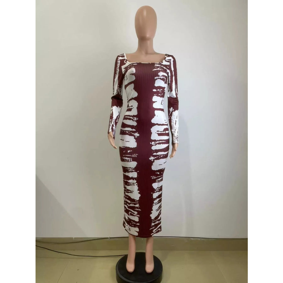 Tie-Dye Long Sleeve Maxi Dress Apparel and Accessories