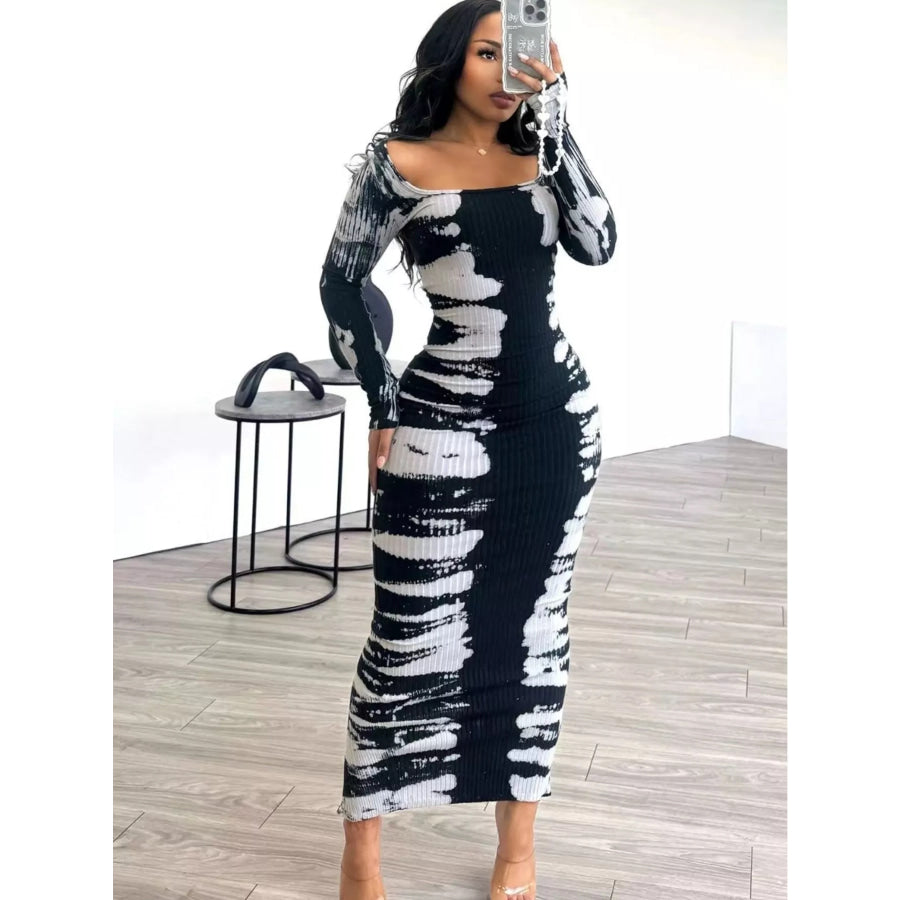 Tie-Dye Long Sleeve Maxi Dress Apparel and Accessories