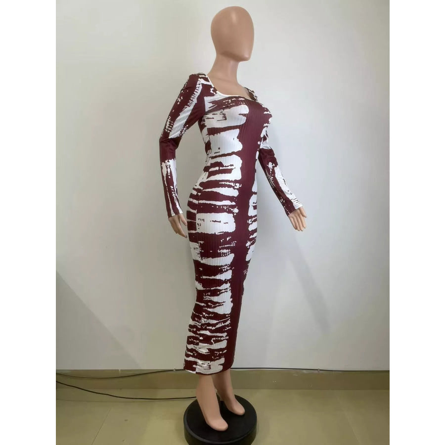 Tie-Dye Long Sleeve Maxi Dress Apparel and Accessories