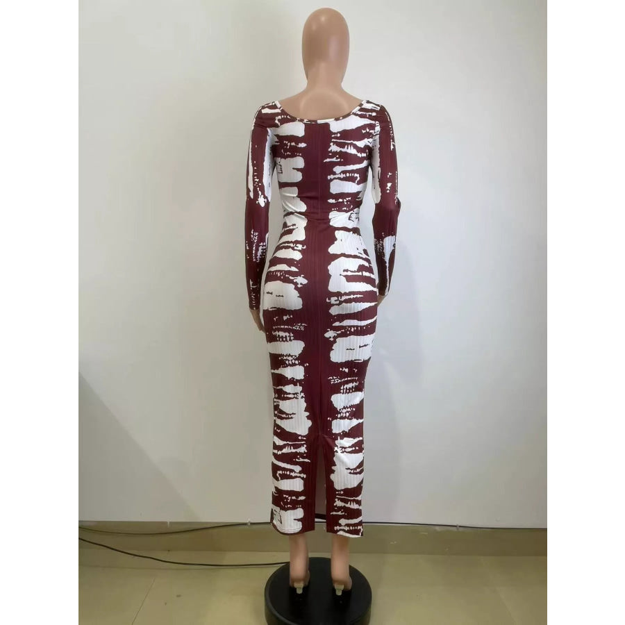 Tie-Dye Long Sleeve Maxi Dress Apparel and Accessories