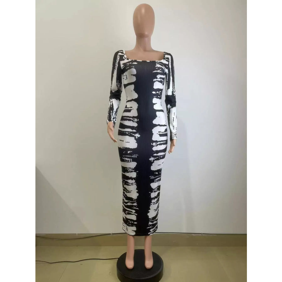 Tie-Dye Long Sleeve Maxi Dress Apparel and Accessories