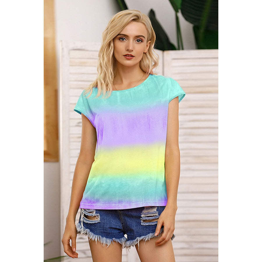 Tie Dye Round Neck Short Sleeve Tee Multicolor / S