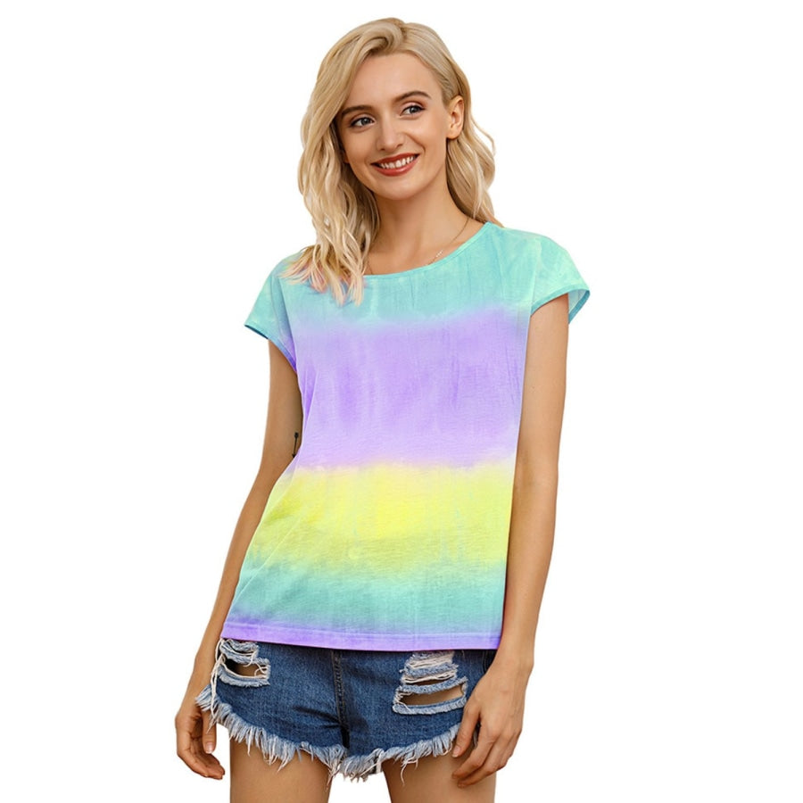 Tie Dye Round Neck Short Sleeve Tee Multicolor / S