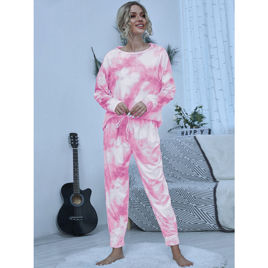 Tie - Dye Round Neck Top and Pants Lounge Set Blush Pink / S Apparel Accessories