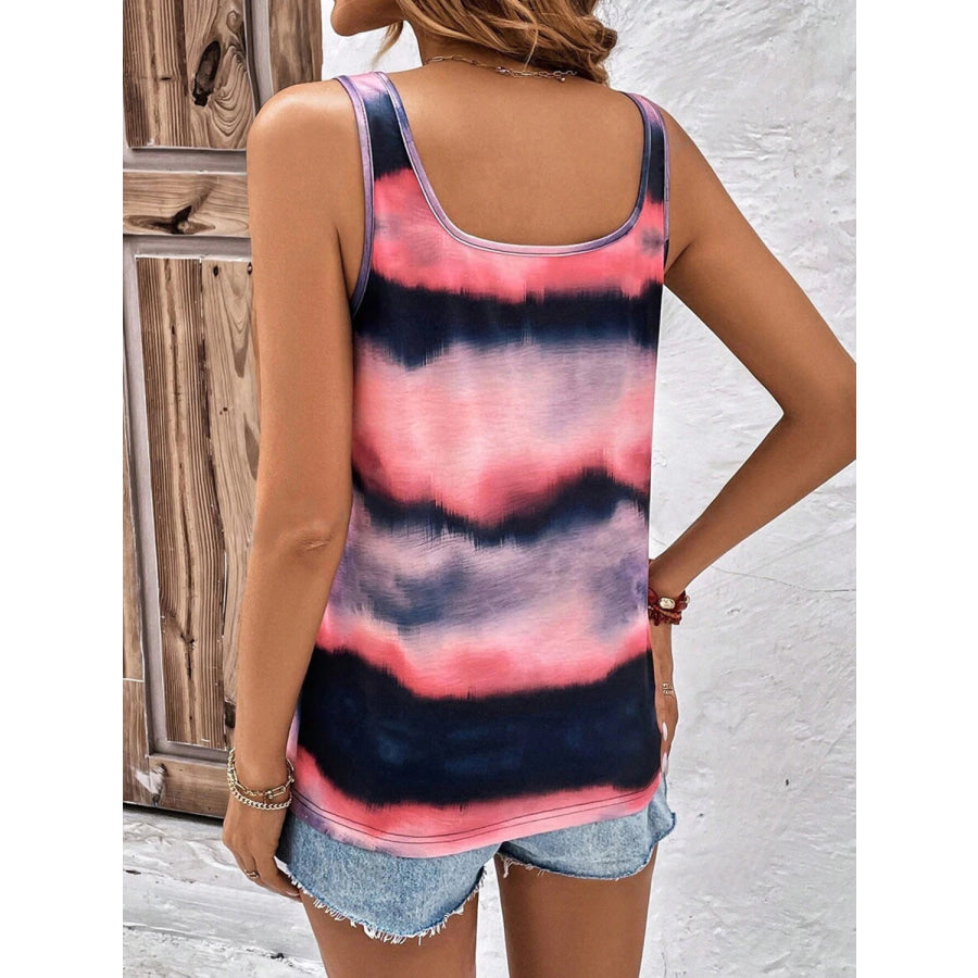 Tie-Dye Scoop Neck Wide Strap Tank Apparel and Accessories