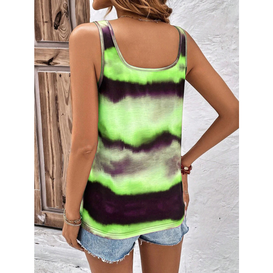 Tie-Dye Scoop Neck Wide Strap Tank Apparel and Accessories