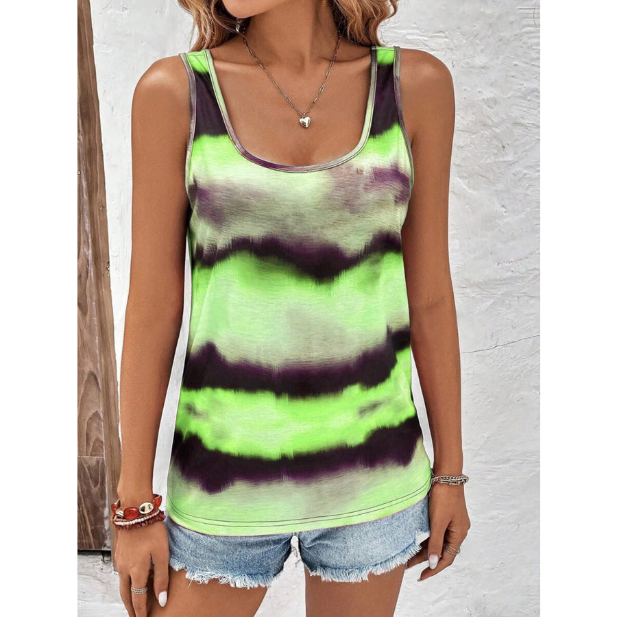 Tie-Dye Scoop Neck Wide Strap Tank Apparel and Accessories