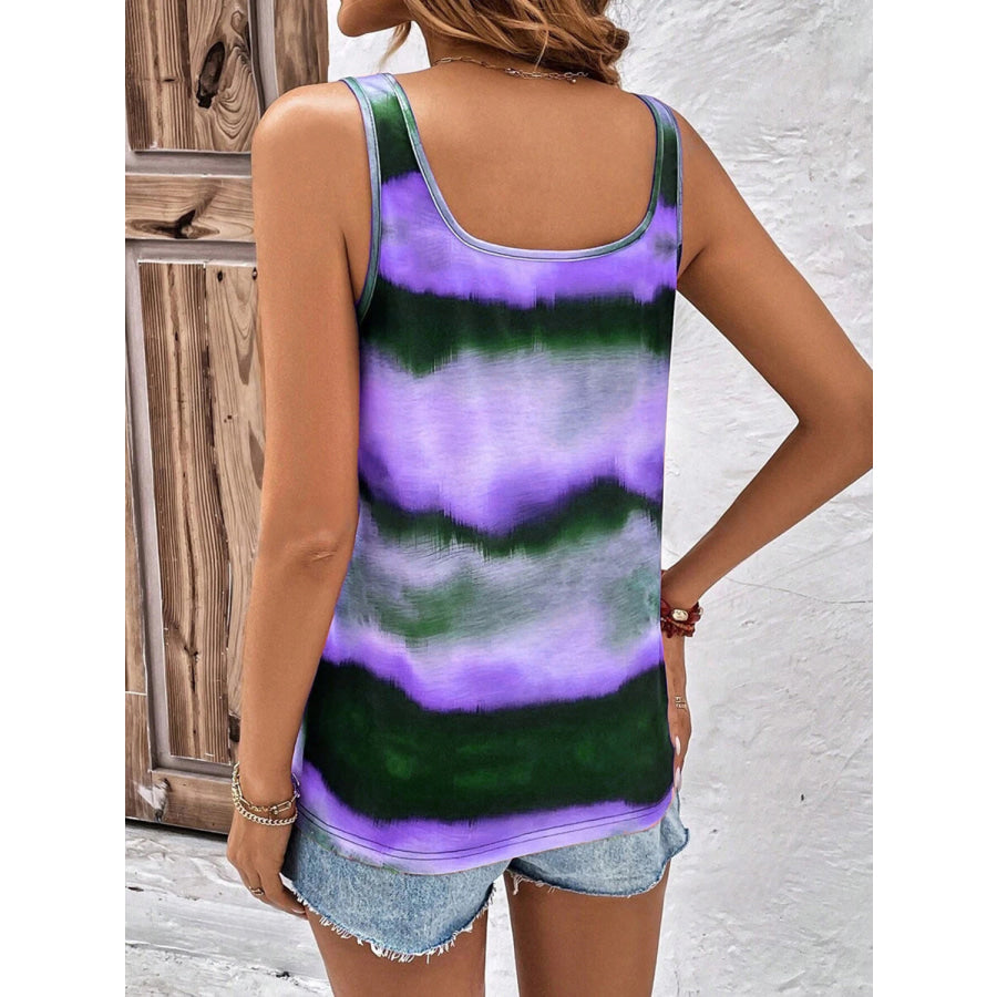 Tie-Dye Scoop Neck Wide Strap Tank Apparel and Accessories