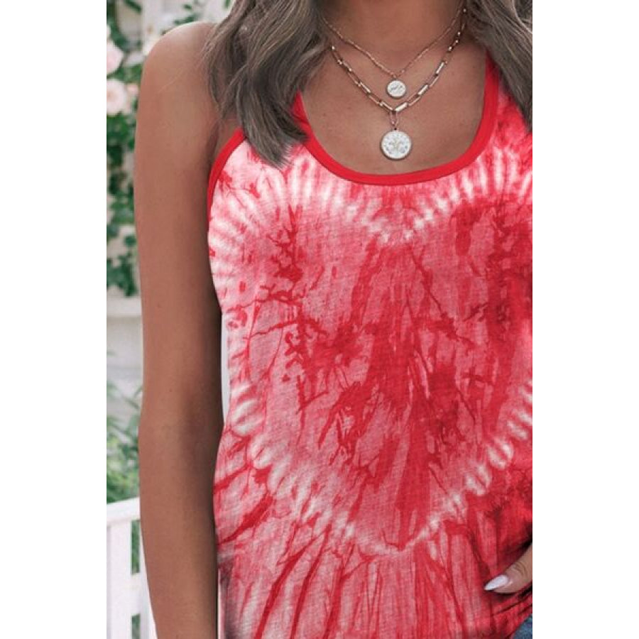 Tie - Dye Scoop Neck Wide Strap Tank Apparel and Accessories