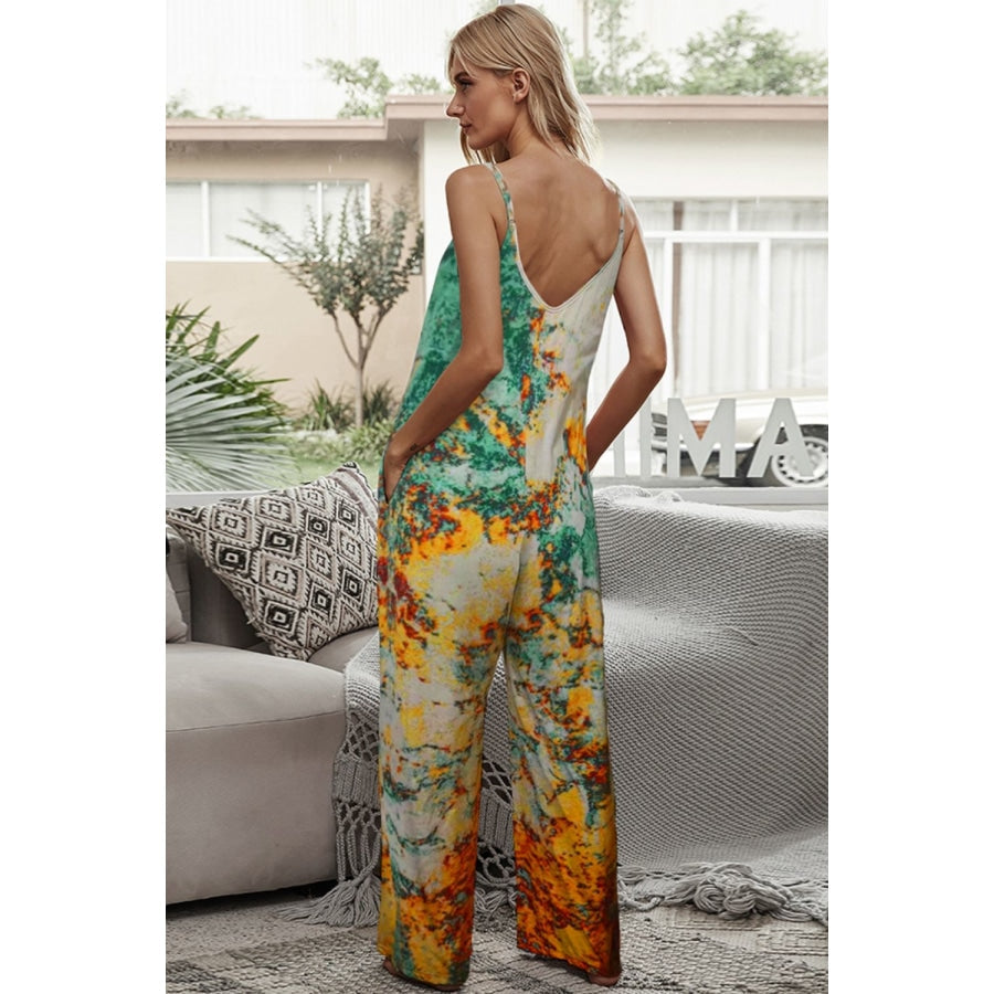 Tie-Dye Spaghetti Strap Jumpsuit with Pockets