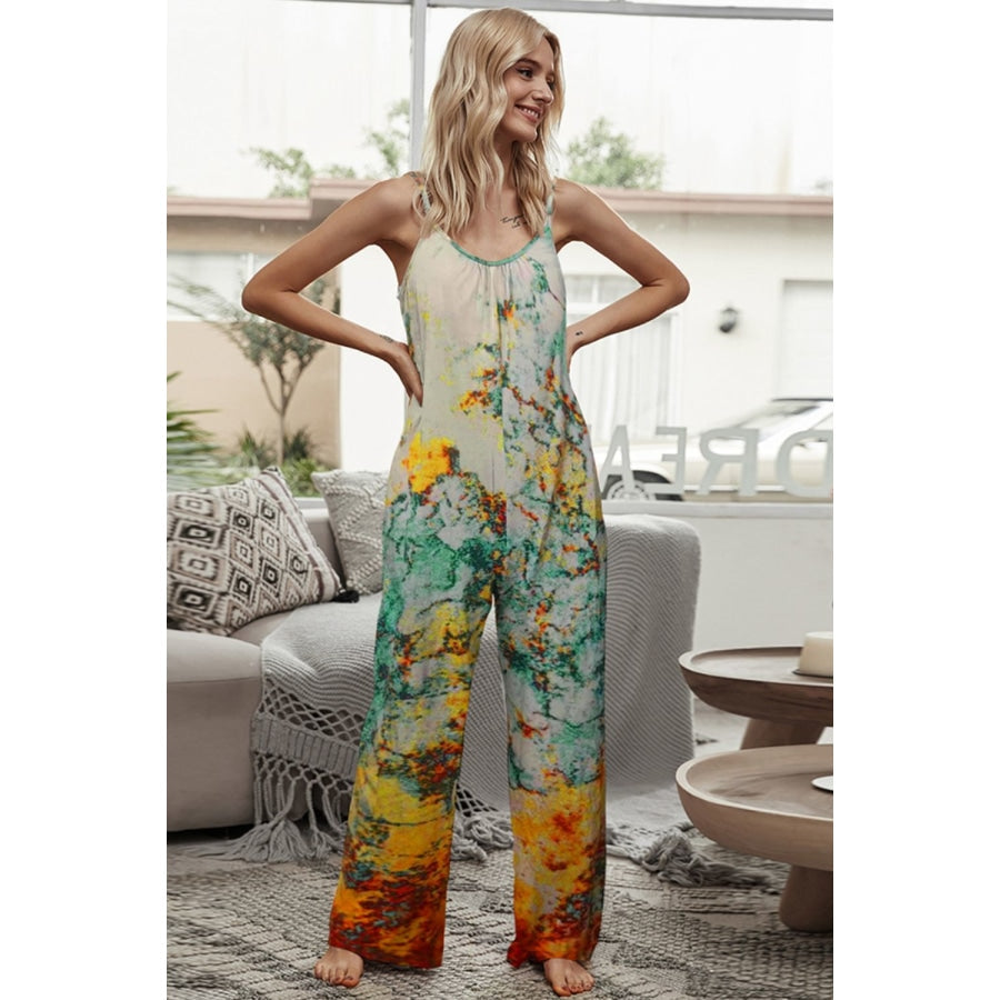 Tie-Dye Spaghetti Strap Jumpsuit with Pockets